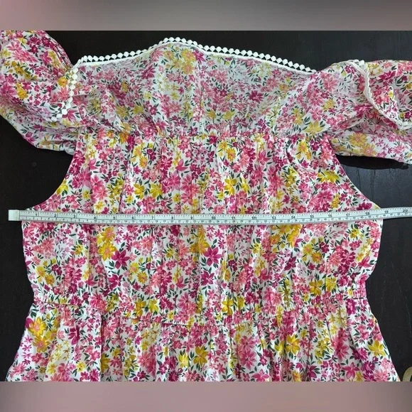 NWT Ponk Floral Print Off The Shoulder Mid-Length Dress  Size 1X 16W/18W - Picture 8 of 15